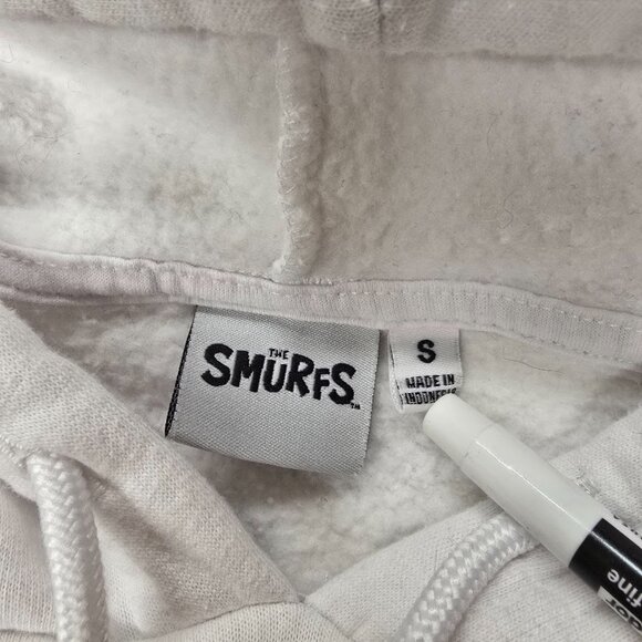 The Smurfs White Hoodie Hooded Sweatshirt Mushroom Pullover Small - Picture 3 of 9